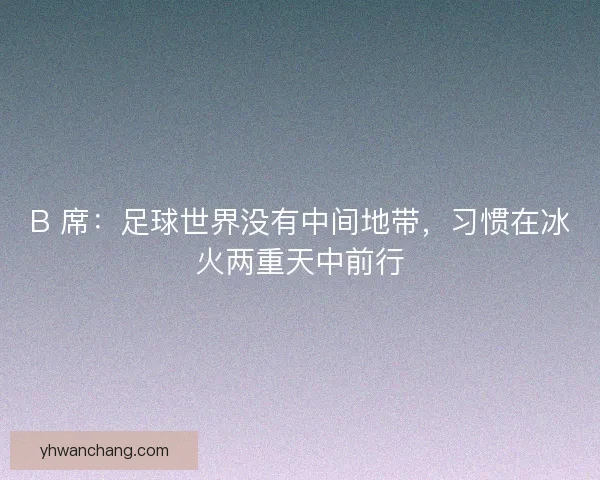 B 席：足球世界没有中间地带，习惯在冰火两重天中前行